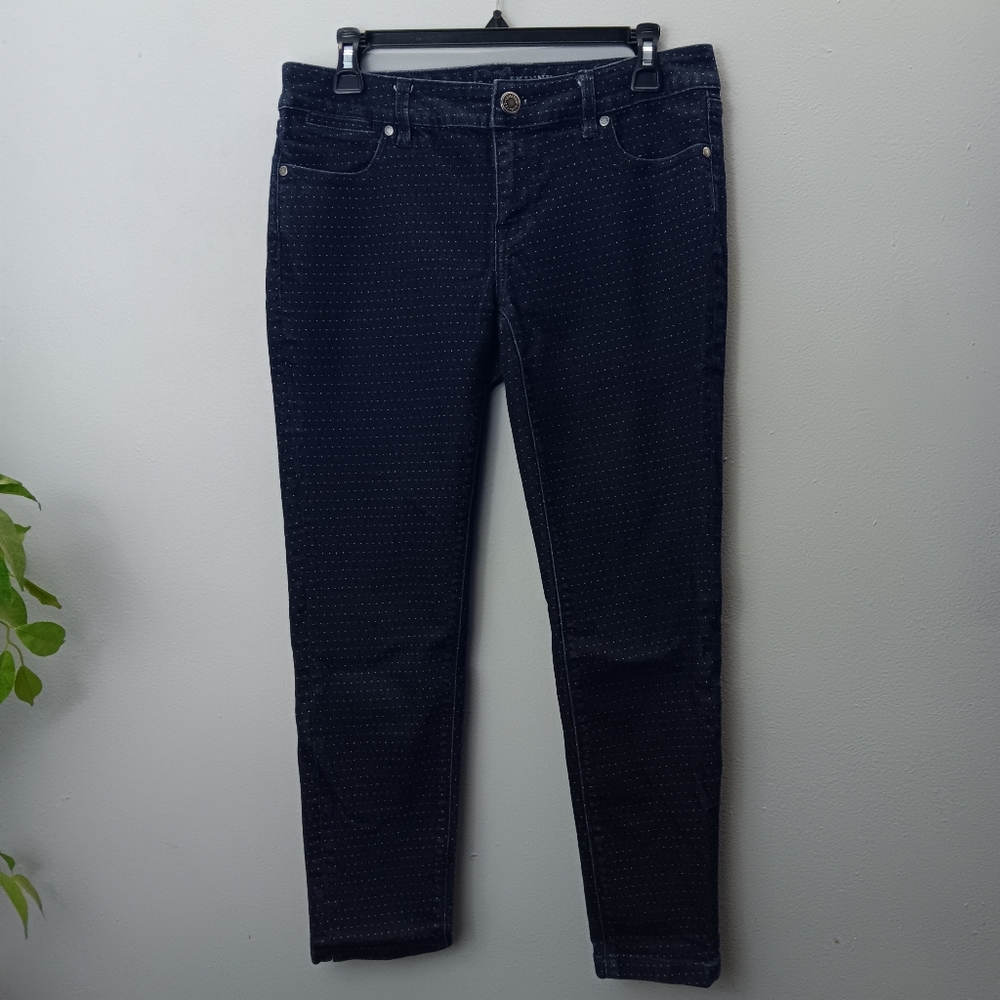 The Limited Denim Womens Skinny Ankle 678 Blue Jean Size 6 Polka Dot Dark Wash